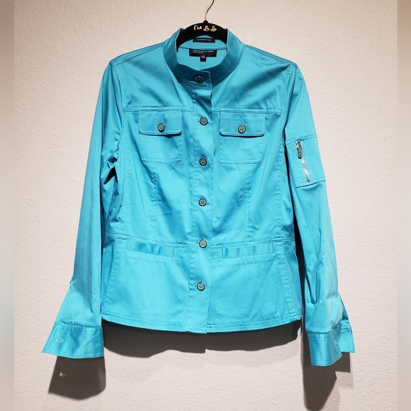 Turquoise Peplum Jacket - Picture 1 of 4